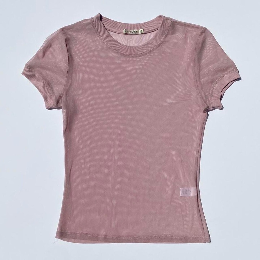 Coquette Dusty Rose Pink Fitted Mesh top Women's Medium Festival Summer Party